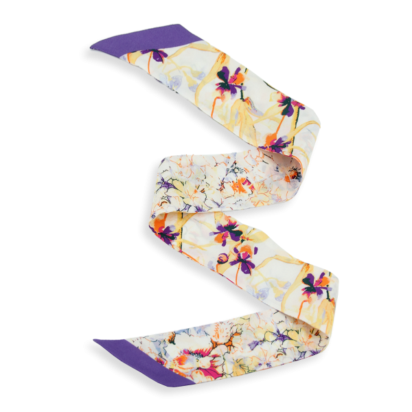 Ruban-imprimé-twill soie bio-violet-Aquarelle