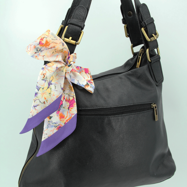 Ruban-imprimé-twill soie bio-violet-Aquarelle