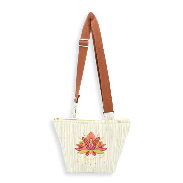 sac bandoulière-tissé-brodé-femme-lotus-or