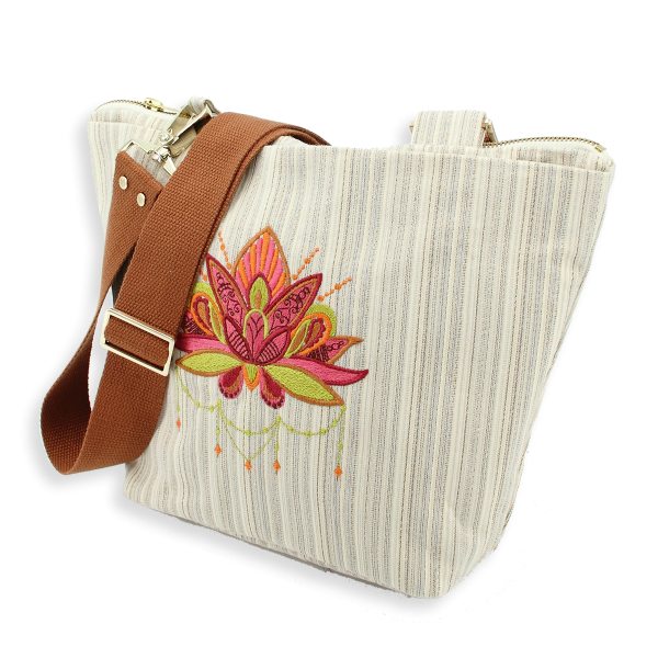 sac bandoulière-tissé-brodé-femme-lotus-or