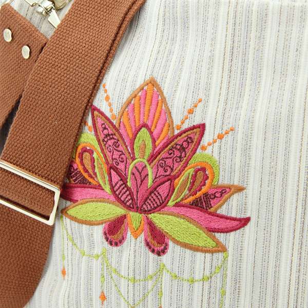 sac bandoulière-tissé-brodé-femme-lotus-or