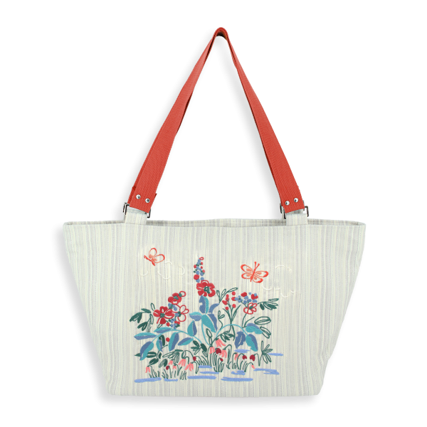 sac tissé brodé-femme-fleurs des champs argent