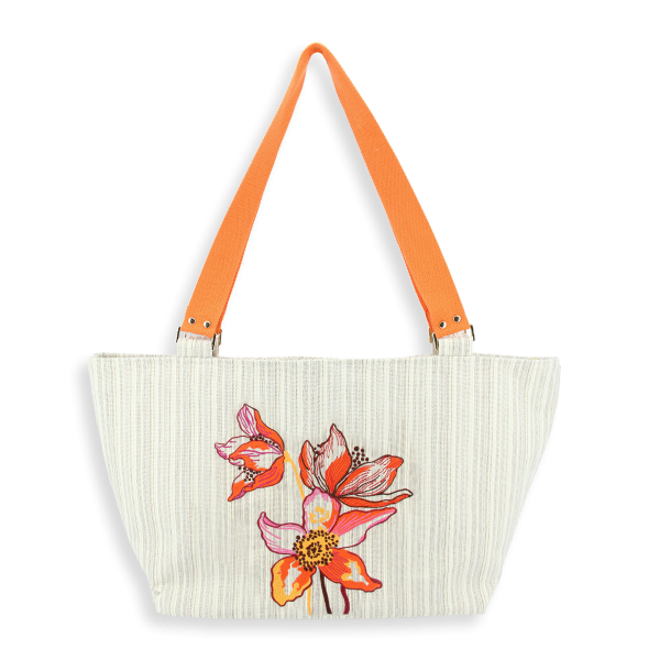 sac tissé brodé-femme-trio de fleurs or