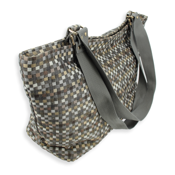 sac cabas coton lin vichy beige