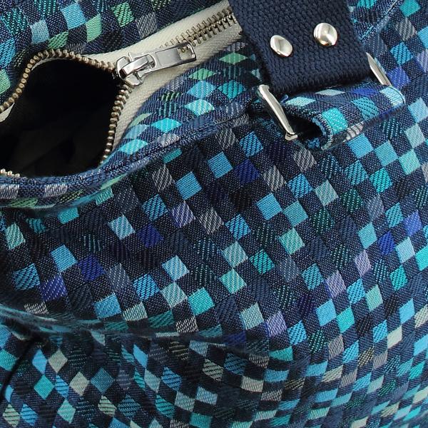 sac cabas coton lin vichy bleu