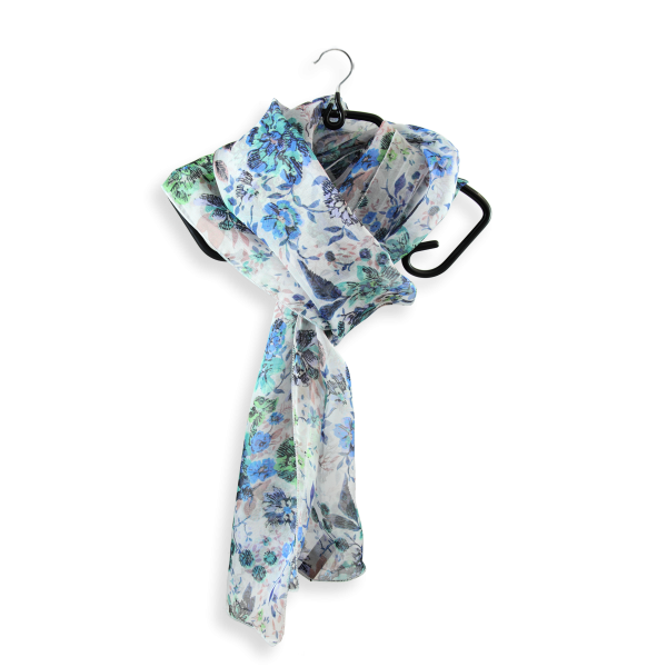 Turquoise-blue-romantique-flower-printed-silk-women’s-scarf