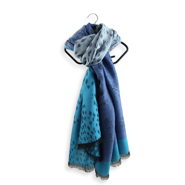 Turquoise-blue-wool-rayon-women's-stole-Delice