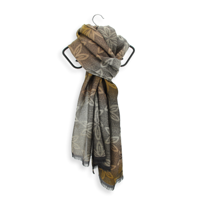 BEIGE and OCHRE, WOOL and SILK BLEND STOLE - BOUDOIR OMBRE