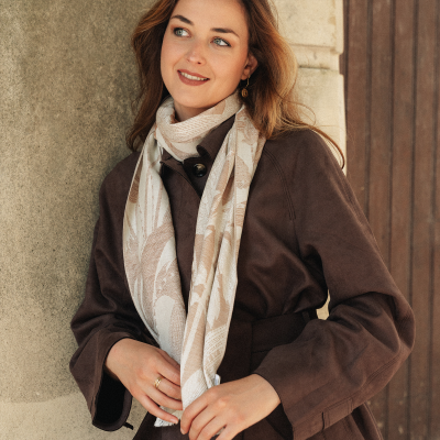 BEIGE CASHMERE BLEND SCARF - FANTASTIC
