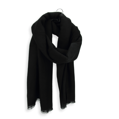 BLACK COLORED LARGE MERINO WOOL COTTON RAYON AND SILK BLEND STOLE - SENTIMENT