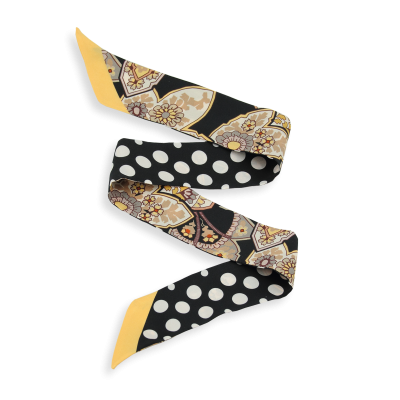 BLACK TWILL SILK RIBBON SCARF - SOIERIE