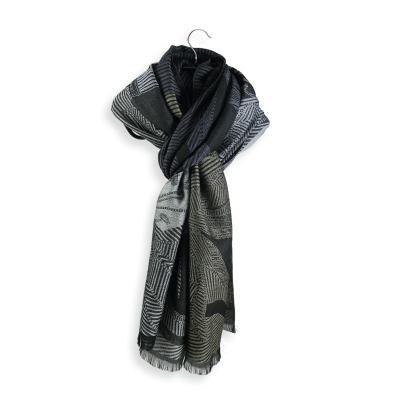 BLACK, WOOL BLEND STOLE - LYS