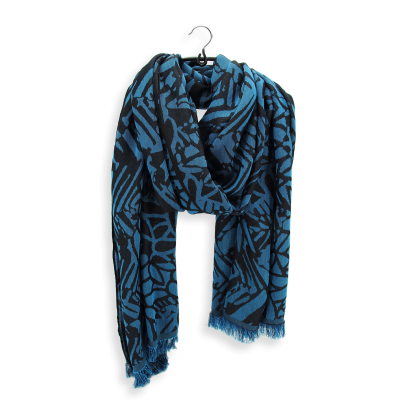 BLUE CASHMERE SILK BLEND STOLE - SAVANNA