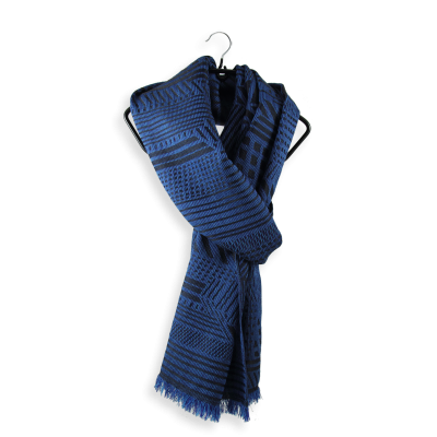 BLUE, MERINO WOOL and SILK SCARF - KYOTO