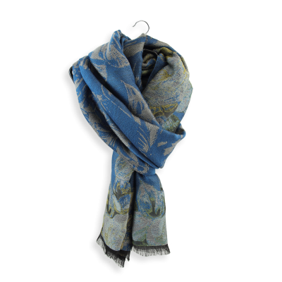 BOTANIC - DUCK BLUE MERINO WOOL COTTON and SILK BLEND STOLE
