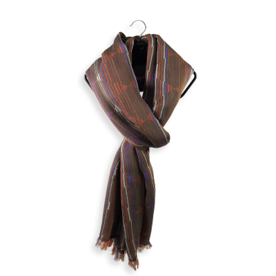 BROWN, COTTON and SILK BLEND SCARF - CHICAGO