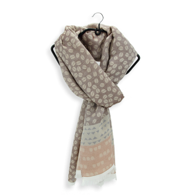 BROWN LINEN COTTON SCARF - GRAIN DE CAFE