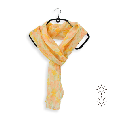 CHANTFLEURI MOTIF - SUN YELLOW PRINTED SILK AIRY SCARF