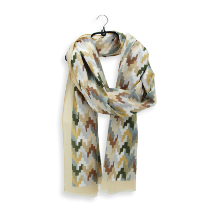 CHECHE IMPRIME COTON BEIGE - TUILERIE