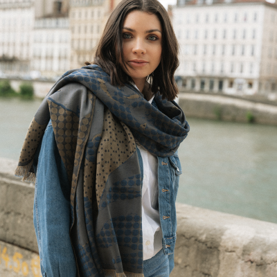 DENIM, WOOL BLEND STOLE - MONTREAL
