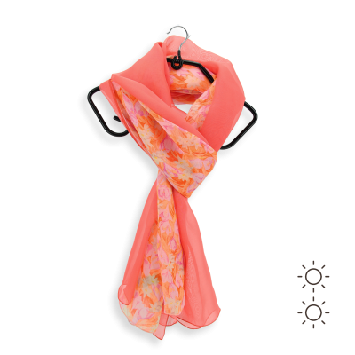 DUO de SOIE MOTIF CHANTFLEURI ORANGE et UNI CORAIL