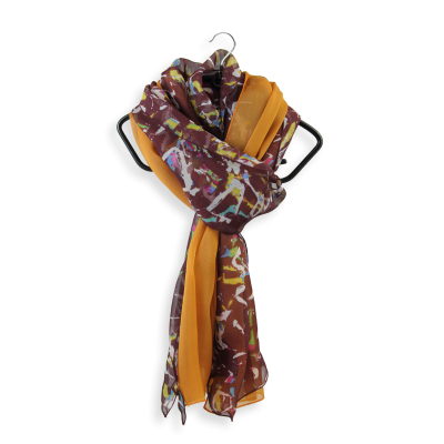 DUO de SOIE MOTIF GRAFF MARRON OCRE