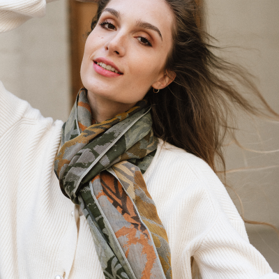 ECHARPE COTON KAKI OCRE - SAVANE