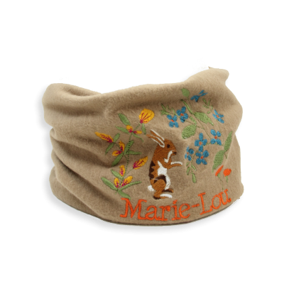 ECHARPE ENFANT BRODEE COTON BIO BEIGE - LE LAPIN MALIN