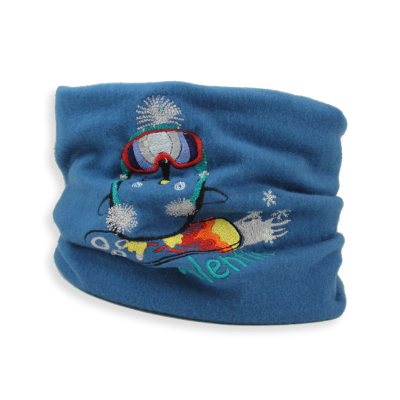 ECHARPE ENFANT BRODEE COTON BIO BLEU INDIGO - PINGOUIN