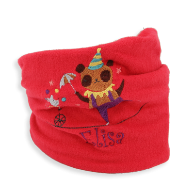ECHARPE ENFANT BRODEE COTON BIO ROUGE - FUNAMBULE