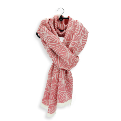 ECHARPE LAINE SOIE ROUGE CORAIL - NENUPHAR