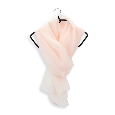 ECHARPE MOUSSELINE SOIE UNIE ROSE POUDRE