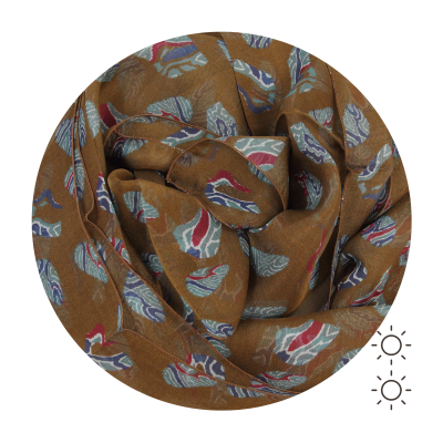 ECHARPE SOIE IMPRIMEE DAIM MARRON | MOTIF PETITES EMPREINTES