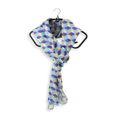 ECHARPE SOIE IMPRIMEE TURQUOISE | MOTIF ARLEQUIN
