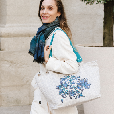 EMBROIDERED TOTE BAG - ESPRIT ROMANTIQUE SILVER