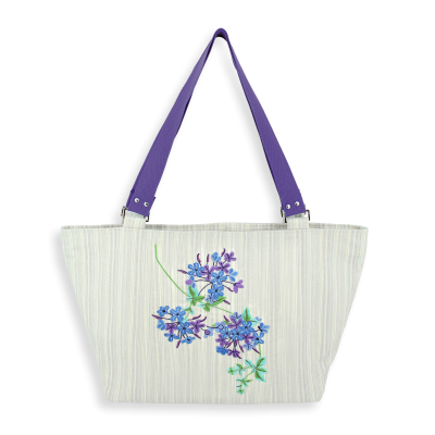 EMBROIDERED TOTE BAG - PEINTURE ANGLAISE SILVER