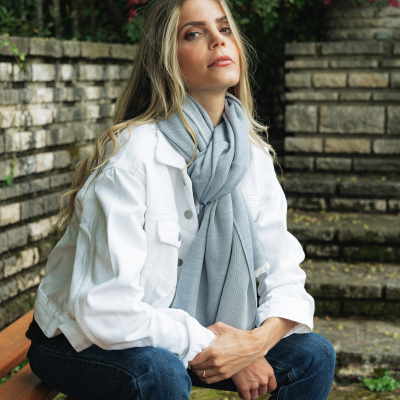 ETOLE CACHEMIRE UNIE BLEU JEAN - TOUT DOUX