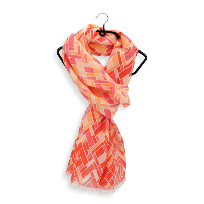 FOULARD COTON SOIE ROUGE - MOSAIQUE