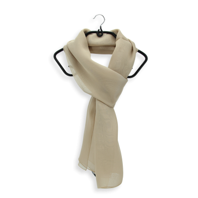 FOULARD MOUSSELINE SOIE UNIE BEIGE