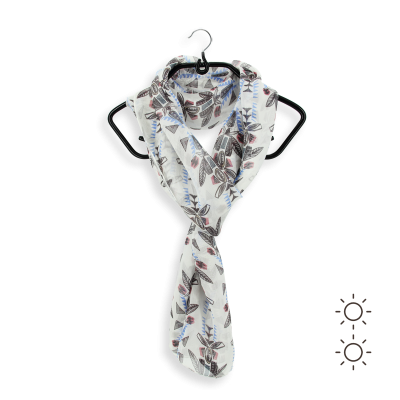 FOULARD SOIE IMPRIMEE BLANC - MOTIF TOTEM