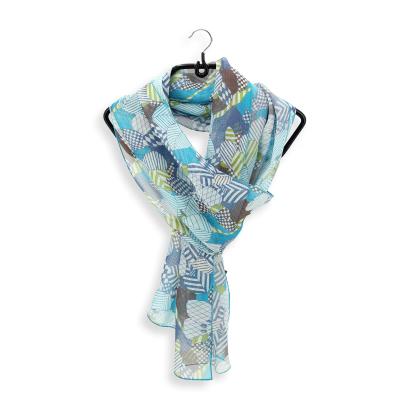 FOULARD SOIE IMPRIMEE BLEU - VALENTIN