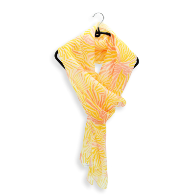 FOULARD SOIE IMPRIMEE JAUNE - MANDALA