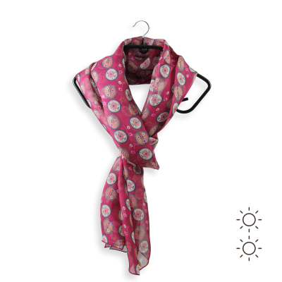 FOULARD SOIE IMPRIMEE ROSE FUCHSIA - Motif FLEUR SCANDINAVE