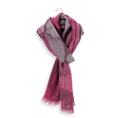 FUSCHIA and PINK, SILK, COTTON AND WOOL BLEND STOLE - DREAM