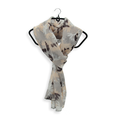 GREY, PRINTED SILK SCARF - MOTIF FLOWER C