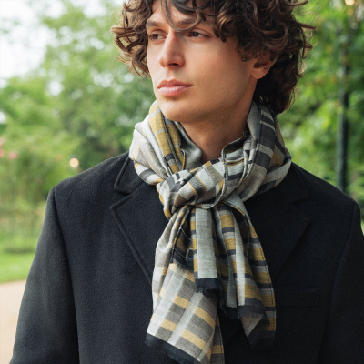 GREY WOOL BEND SCARF - PARADE