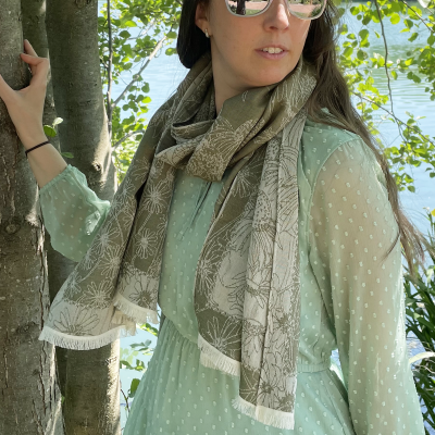 KHAKI, COTTON BLEND STOLE - LIFE