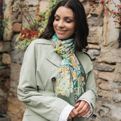 KHAKI COTTON SILK BLEND STOLE - ROMEO