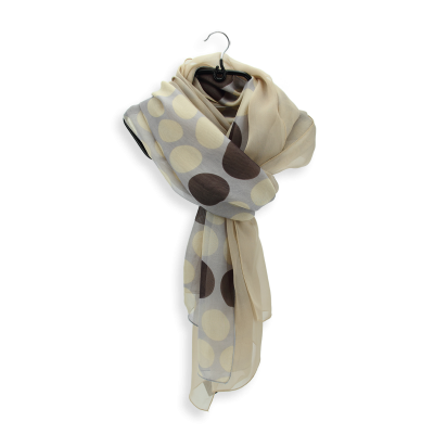 MATCHING SILK SCARVES IN A POLKA DOT MOTIF AND MONOCHROME BEIGE and GREY