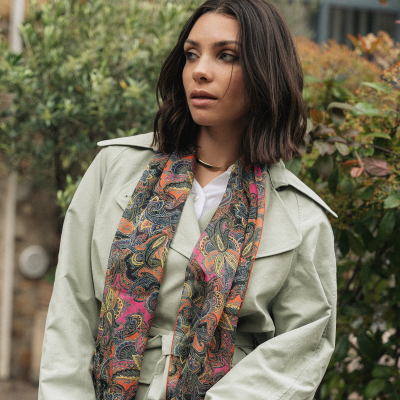 MULTICOLORED SILK SCARF - FOLK